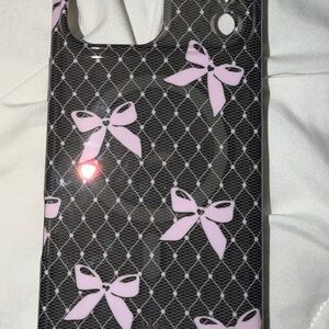 Stylish Black and Pink Bow Phone Case iPhone 17 pro max